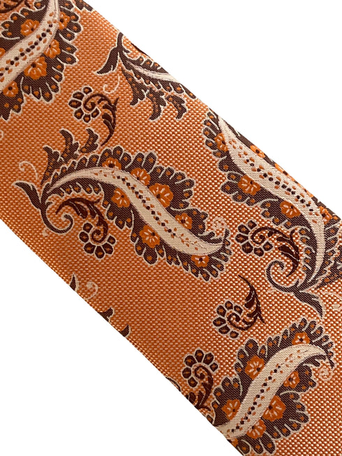 Apricot peach orange paisley  necktie